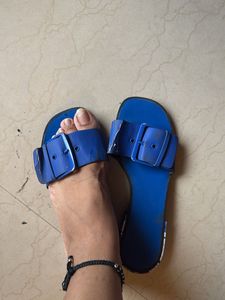 Charles &amp; Keith Blue Buckle Slides