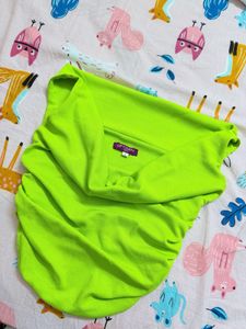 UPTOWNIE Neon Green Ruched Top