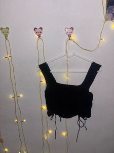 Black Sleeveless Top with drawstrings