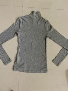 Gray Turtleneck Top