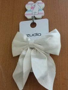 Satin Cream Colour Hair-Bow Clip