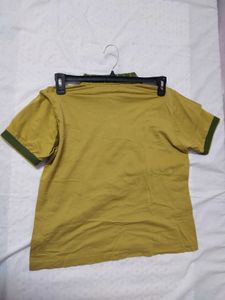 Olive Green Collar T-shirt For Office