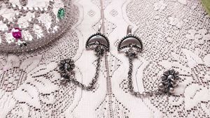Oxidized Silver Ear Cuff Chain