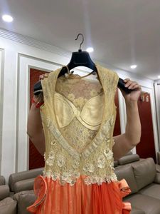Indo Western Organge N Beige Gown