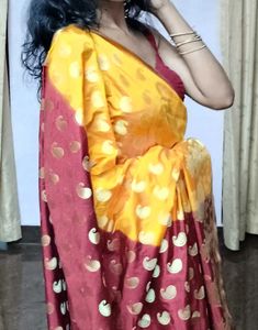 Yellow Festive Saree With Designer Blouse Piece