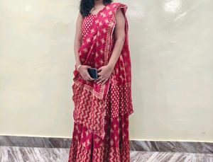 Long Kurta With Dupatta Red Maroon