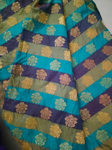 Beautiful Peacock Shaded Multicolored Silk Saree