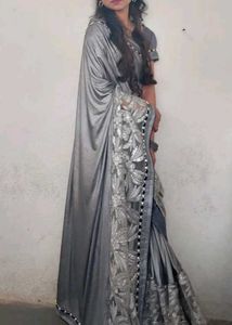 Elegant Silver Saree