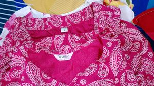 Women Rayon Pink White Floral Print Cord Set