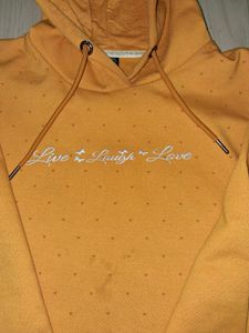 Stylish Mustard girls Hoodie with heart print