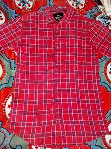 Red Plaid Button-Down Shirt Size Medium