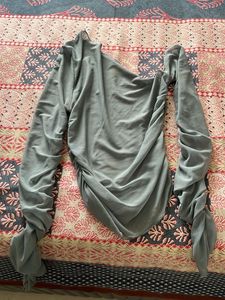 Chic Gray Ruched Top