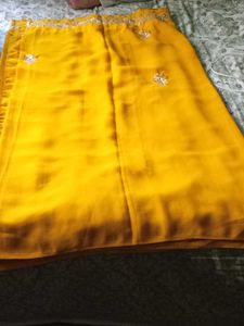 Elegant Yellow Embroidered Saree