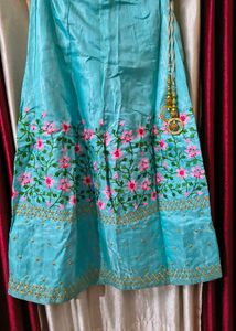 Aqua Embroidered Lhehnga Choli with Dupatta