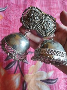 Silver Jhumka Earrings