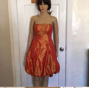 Orange Strapless Party Dress