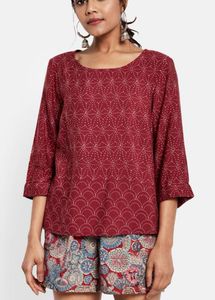 Indo-western Maroon Fabindia top