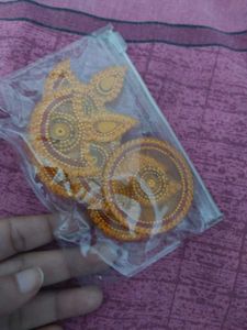 Acrylic Rangoli Golden With Pearl Work