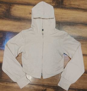 Beige Zip-Up Hoodie