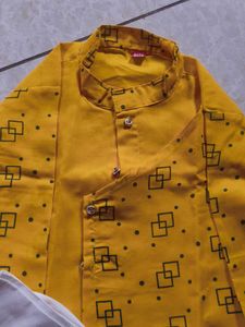 Yellow Geometric Print Kurta Set