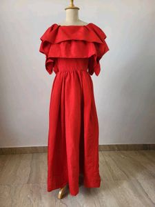 Red Off-Shoulder Maxi Dress