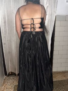 Beautiful Black Crepe Lengha