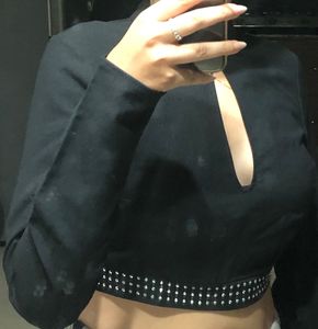 Sexy Neck Black Top
