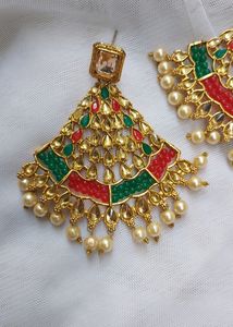 MULTI COLOURED KUNDAN &amp; PEARLS CHANDELIERS 🎀