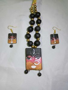 ethnic Terracotta durga Necklace earring jewellery
