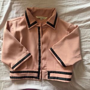 Pink Crop Shirt With Black Details