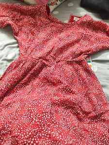 Red Printed Mini Dress