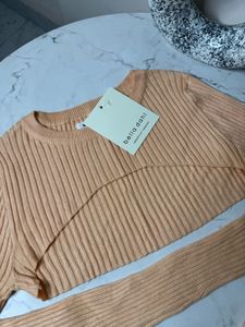 Peach Crop Top with Long Sleeves
