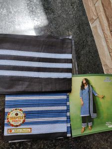 Striped Kurta Set Material.