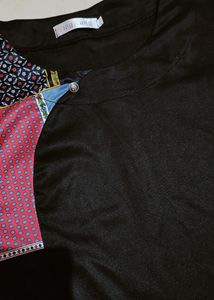 Black With Multicolour Imported Top