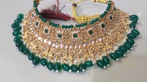 Elegant Gold-Plated Emerald Jewelry Set