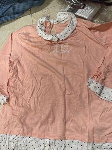 Peach Top with Polka Dots