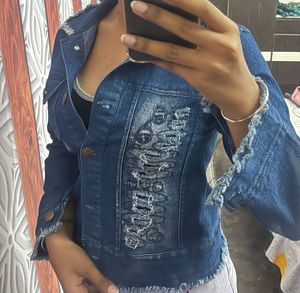 Blue Denim Crop Jacket