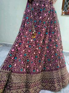 Beautiful Lahenga Choli With Large Size Dupatta Purple Colour Full Worked Lahenga