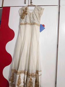 Women Off White Gown With Dupatta