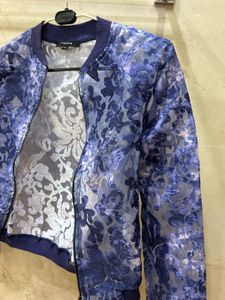 MADAME Floral Cropped Bomber Jacket