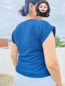 Blue Top With Pearl Work