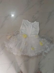 White &amp; Yellow Flower Girl Dress
