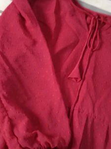 Maroon balloon sleeve Midi dress 👗