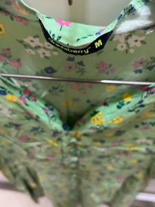 Women Green &amp; Yellow Floral Printed Fit and Flare