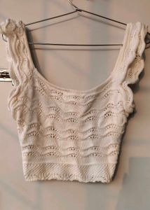 White Knit Crop Top