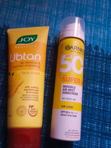 Joy ubtan face wash ,Garnier mist Sunscreen