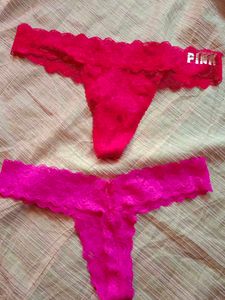 2 Victoria&#39;s Secret PINK Lace Thong Set