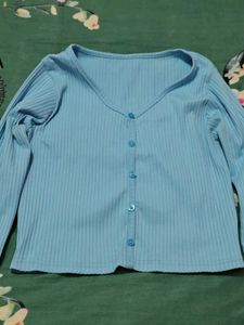 Light Blue Ribbed Cardigan