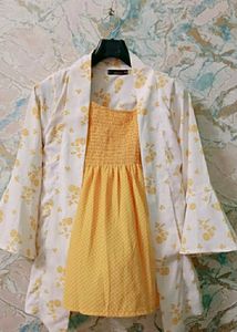 Yellow Floral Dress with Shrug