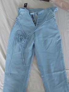 Light Blue Lace-Up Jeans
